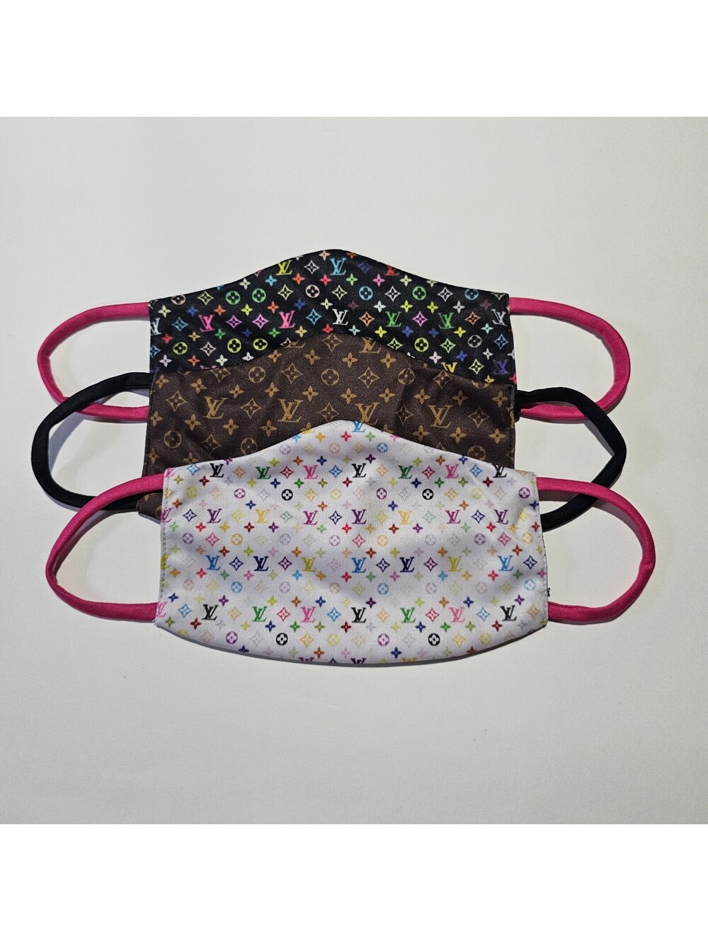 Set of 3 Designer Fashion Reusable Face Masks w/ Colorful Patterns - Adult size
